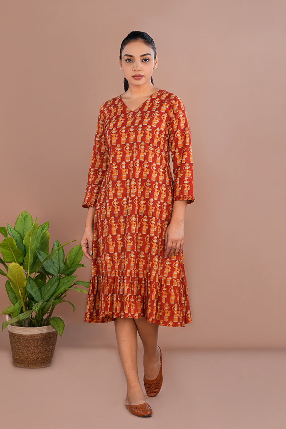 Image of Rust Bagru short dress